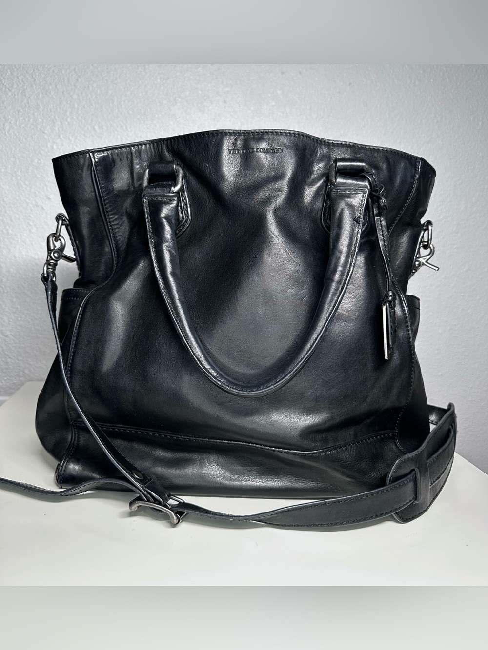 Frye Leather Messenger Bag Crossbody Black Large